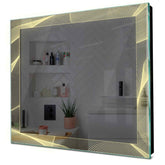 Specchio LED Quadrato | Controllo tramite interruttore a muro | Luce bianca calda - Reyze Serie Simetria Modello 2